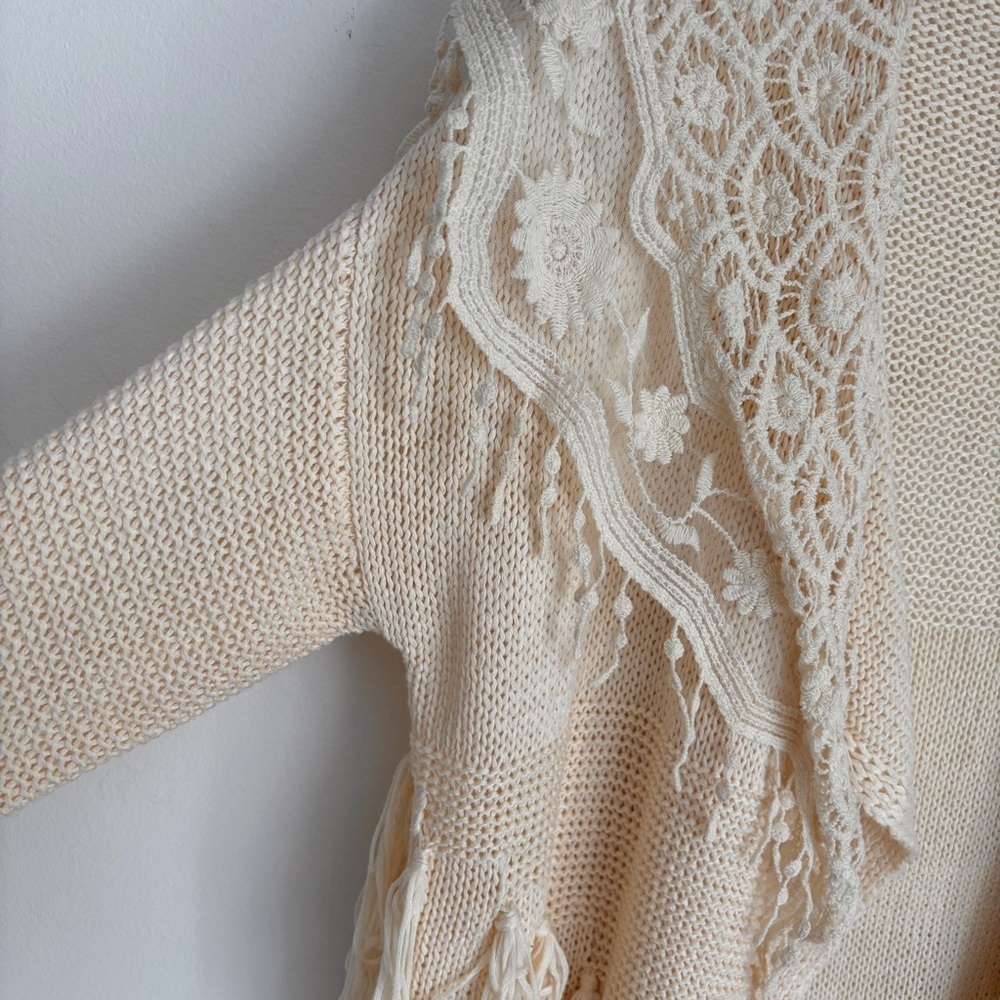 Lace Prairiecore Crochet Fringe Cardigan - Size L - Picture 6 of 9